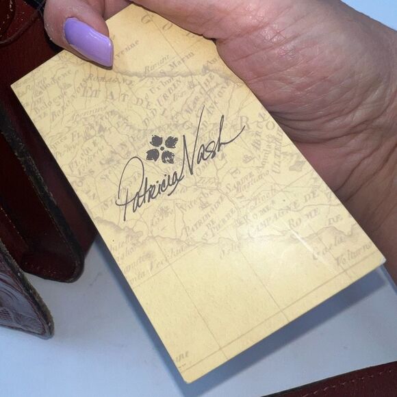 Patricia Nash Western Cutout Tooled Leather and Denim Convertible Crossbody - Picture 8 of 15